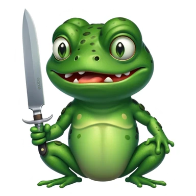 angry frog with a knife sticker
