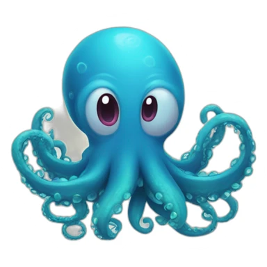 Cute blue kraken making hearts with tentacles sticker