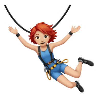 bungee jumping face only with hair flying red hair long sticker