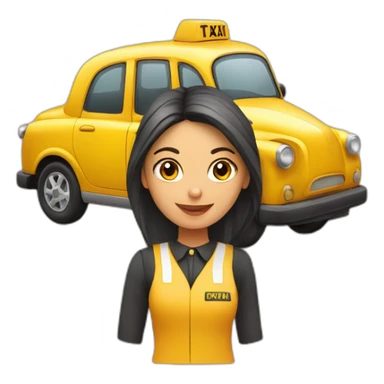 taxista chica con el coche sticker