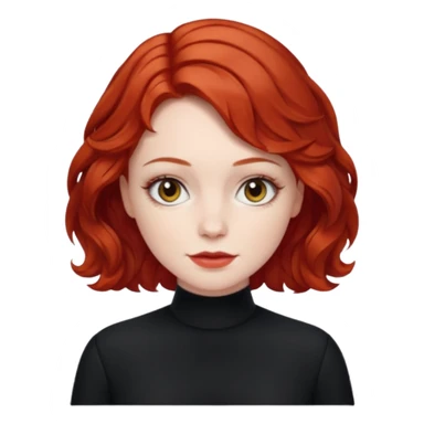 Julia Grant from Summer of Fear with short red wavy hair, black outfit sticker