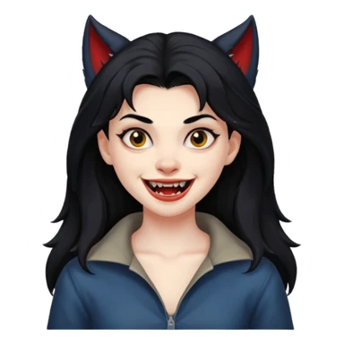 Werewolf black hair girl with a smile sticker