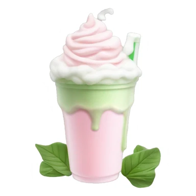 Clear tumblr cup with light pink drink, matcha foam, and whip cream on top sticker