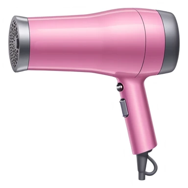 A pink Dyson Supersonic hair dryer, slight angle, realistic style, Features the distinctive hollow circular head with the barrel running through the center, sleek modern design, glossy pink finish with metallic silver accents on the nozzle ring. Compact proportions , clean lines, slight shading  sticker