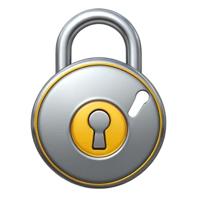 Chrome silver lock emoji, iOS emoji style, smooth metallic surface, rounded edges, reflective highlights, minimalistic sticker