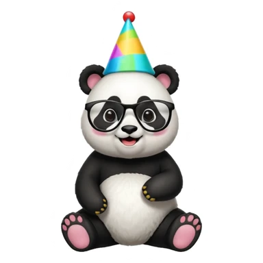 full body panda with party hats and opticals sticker