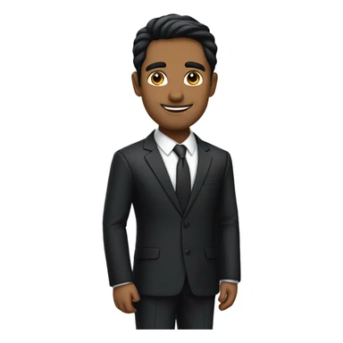 create a gentleman who looks sharp like a CEO with a black suit, sharp facial features, black hair, black eyes, indian face, good skin tone sticker