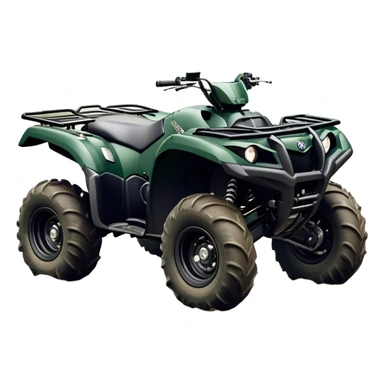 Yamaha Grizzly 700 (2019) – Cinematic-realistic Yamaha Grizzly 700 ATV, its dark green frame tearing through muddy trails. no rider sticker