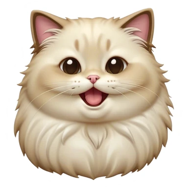 Cinematic Cute Chubby Ragdoll Cat Portrait Emoji, Head tilted playfully and yawning, round and plump body with soft, silky fur in a mix of light and darker points, Simplified yet adorable features, highly detailed, glowing with a warm, friendly glow, high shine, curious yet calm, stylized with a touch of whimsy, bright and endearing, soft glowing outline, capturing the essence of a mischievous yet loving and lazy kitty, so cute it feels like it could stretch out of the screen and cuddle! sticker