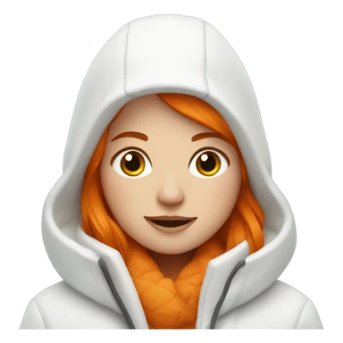 winter girl in white coat with orange hair sticker