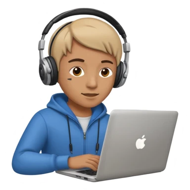 laptop ile çalışan kulaklık tana biri sticker