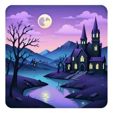 goth  eerie pastel night landscape  sticker