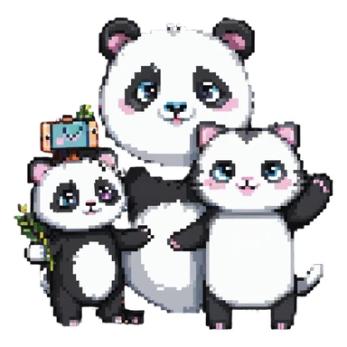 panda and cat taking a selfie together sticker
