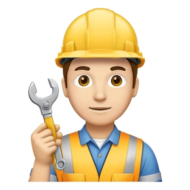 Заводчанин в желтой каске и гаечным ключом sticker