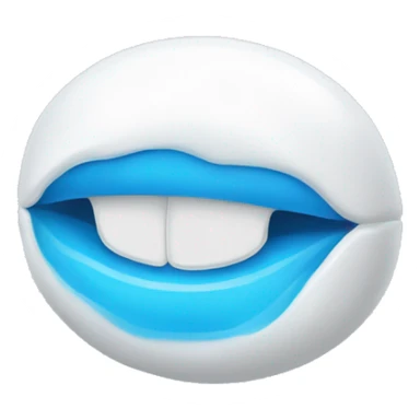 white and blue chewing gum sticker