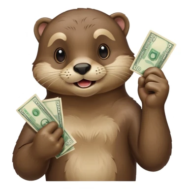 generate a take my money otter emoji, similarly to the futurama phlipp emoji. with philipp holding some banknotes in his fist high sticker