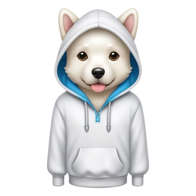 White Dog wearing a hoody sticker