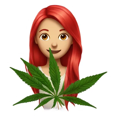 female blood red hair, beside marijuana plant  sticker