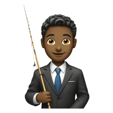 smiling boy in formal attire fishing  sticker