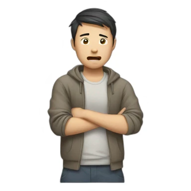 Asian dude who is stressed out sticker