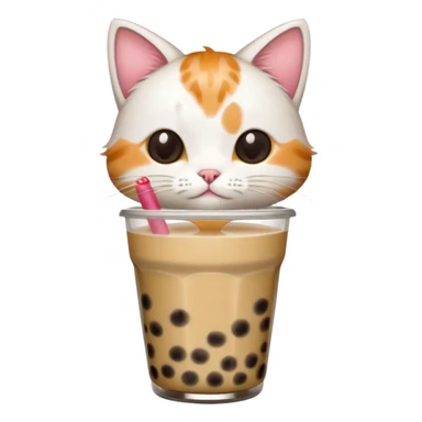 a cat with boba tea sticker