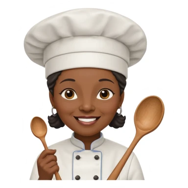 woman old  black chef with spoon sticker
