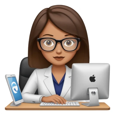 administrative assistant with brunette hair on computer sticker