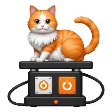 cat balancing on a carrier network switch as a beam sticker