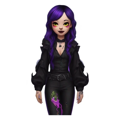 Quirky goth people Afflecks Palace unique attire with dragon bat wings and tattoos neon sticker