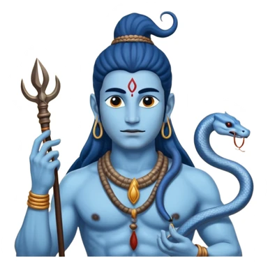 Mahadev real god  shiv not like cartoon  blue body and trishul and and had damru and nack around sanke  sticker
