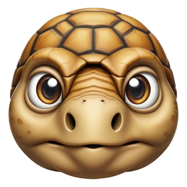 cinematic-tortoise-realistic--emoji,,-wrinkled-wise-face-peering-ahead-with-calm-determination,-cute large-eyes-reflecting-centuries of wisdom, sticker