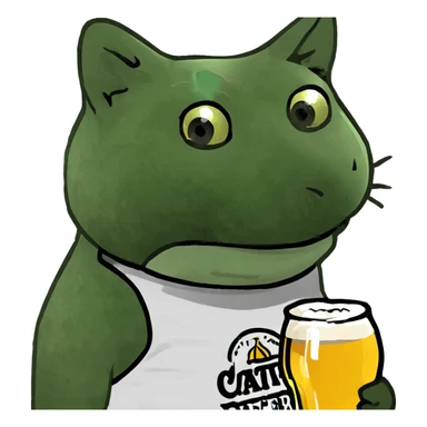 Cat wearing a beer shirt sticker
