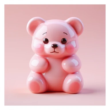 realistic pink candy shaped like a cute bear, photorealistic style sticker