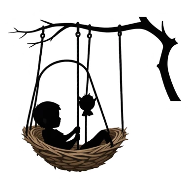 silhouette of a child riding in a nest swing sticker