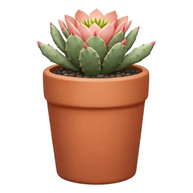 A ceramic pot in a pastel terracotta color, shaped like a cylinder, the pot is tall and contains an Acanthocalycium Glaucum cactus plant. sticker