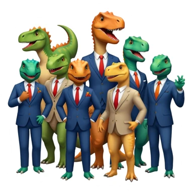 office dinosaurs in suits celebrating birthday sticker