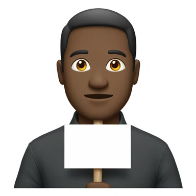 man standing holding placard on stick sticker