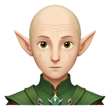 Solas from Dragon Age with bald head and pointed elf ears sticker