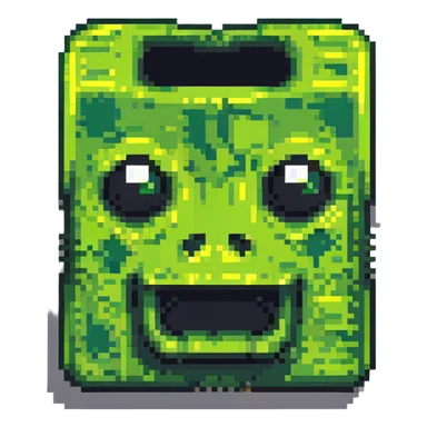 blocky pixelated Minecraft creeper face emoji, less realistic sticker