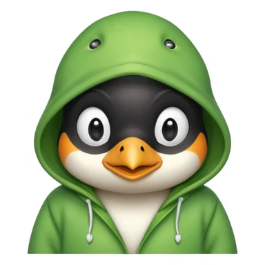 A cute penguin with a frog hoodie sticker
