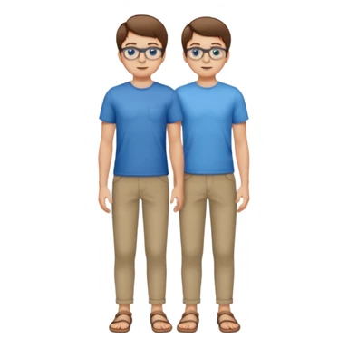 jeune homme l'air cool taille moyenne corpulence maigre cheveux chatain court yeux bleus lunettes photo de pieds en pantalon  sticker