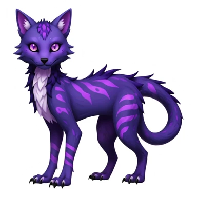 Kawaii dark gloomy ghoulish edgy fantasy ethereal feline-vernid-sergal-monster-fursona animal creature full body with intricate markings  sticker