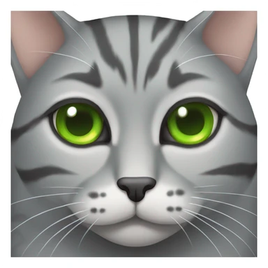 Gray tabby cat with green eyes looking sad sticker