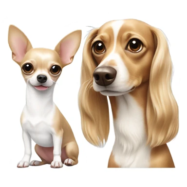 Blonde and white Chihuahua next to a brown and white dapple dachshund sticker