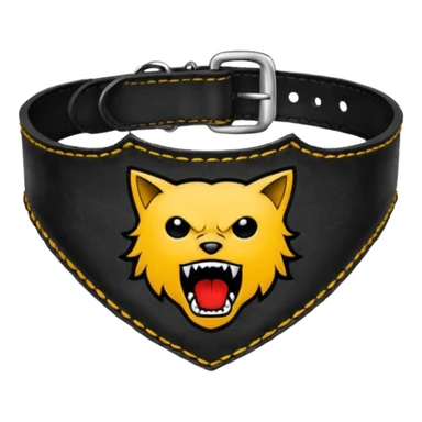 Leather collar engraved with screaming mouth sigil, dominance aesthetic sticker