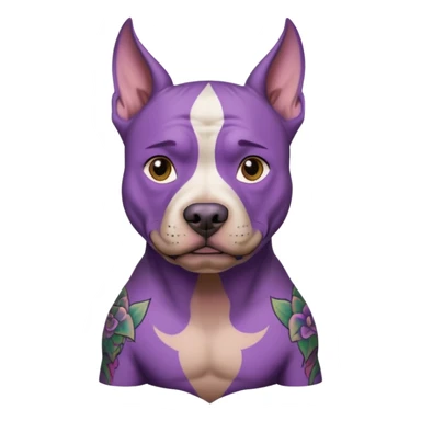 very tattoed face pitbull dog with purple spiky hair sticker