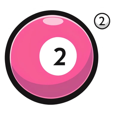 pink billiard ball with the number 23 inside a white circle sticker