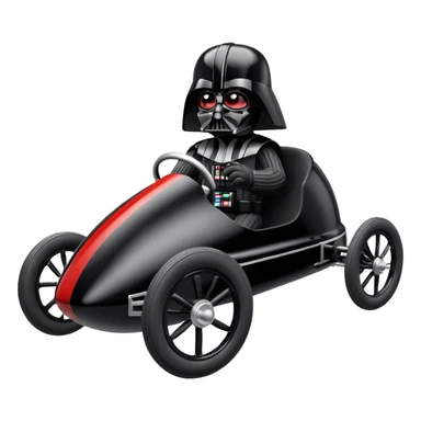 Baby Darth Vader’s plush and refined streamlined two cylinder racing cyclekart with advanced rugged suspension and steering  sticker