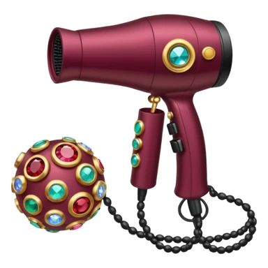 burgundy blow dryer covered in jewelry sticker