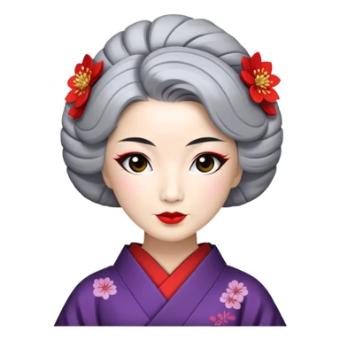 Geisha in her 40s with gray hair sticker